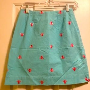 Lily Pulitzer aqua zip skirt w pink bees